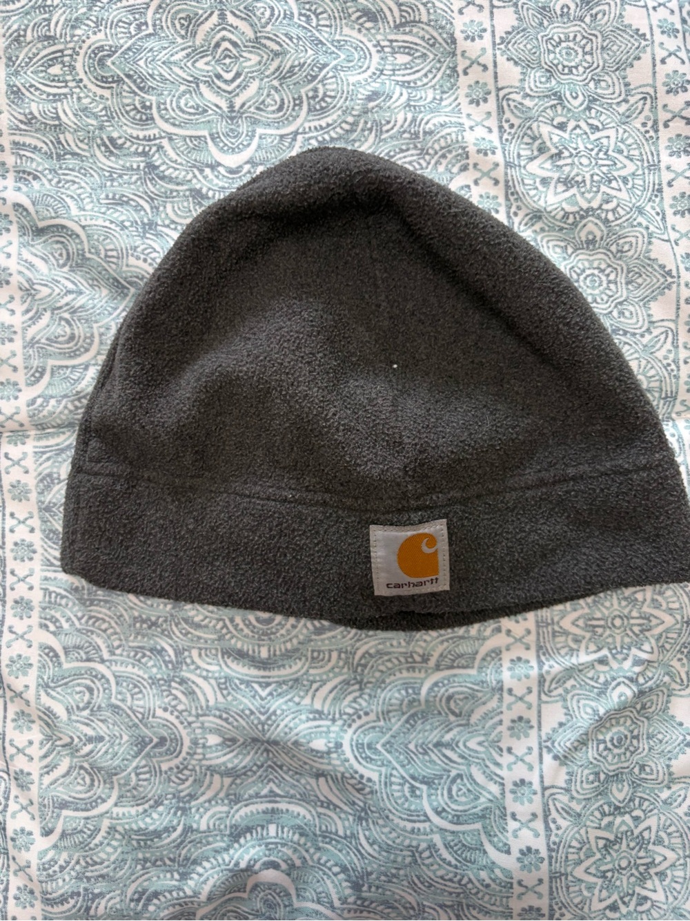 Carhartt Dark Gray Fleece Beanie with Logo Patch